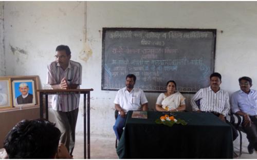 Prof. Ram Gangarde delivering speech on the occasion of Tilak and Lalbahdur Shashtri Jayanti